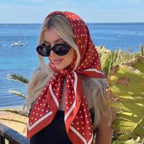 2026 Šilkinė skara Kvadratinė skara Moterims Spausdinta galvos juosta Foulard Satino hidžabas Plaukų juostelės Kaklaskaris Moteriškos galvos apdangalai Bandana 90x90cm brown