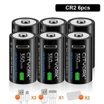 CITYORK 3.7V Ličio CR2 Įkraunama Baterija Kameros Atstumo Matuoklis Diskinio Stabdžio Užraktas GPS Saugumas Medicininė Įranga+Nemokamas C tipo Kabelis 6PCS