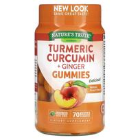 Nature's Truth, turmeric curcumin + ginger, natural peach flavor, 70 veggie gummies