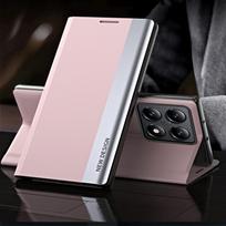Prabangus odinis magnetinis atverčiamas dėklas, skirtas Xiaomi 14T 13T Poco X6 Pro X5 Redmi 14C Note 13 Pro 12 smūgiams atsparus PC hibridinis plonas sulankstomas telefono dangtelis Xiaomi TURBO 3(5G) rožinė