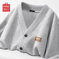 MINISO Clean Fit V-Neck Cardigan Sweatshirt XL viržių pilka spalva