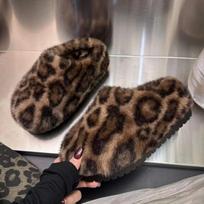 Leopardo Platformos Kailinės Šlepetės Moterims Namų Medvilniniai Batai Žieminiai Šilti Atsitiktiniai Pliušiniai Mules 2024 Mados Šlepetės Moteriai Sniego Batai Mujer 36 leopardas