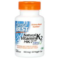 Doctor's Best, Natural Vitamin K2 MK-7 with MenaQ7, 100mcg, 60 Veggie Capsules