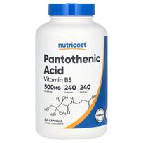 Nutricost, pantothenic acid, vitamin B5, 500mg, 240 capsules