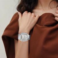 CASIO G-SHOCK series, life waterproof and leisure, Quartz, Steel Strap, , same style for men and women, silver dial AQ-240E-7A sidabras