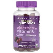 Organic Elderberry, Vitamin C + Zinc Gummies, Raspberry Rush, 120 Gummies