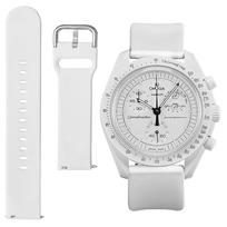 Ylfcly 20mm Nato/Silicone Watch Band for Omega X Swatch Moonswatch Speedmaster, Quick Release, Unisex balta