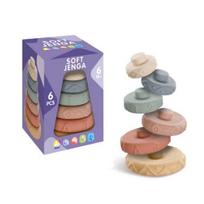 Casa Drawing Soft Jenga - Stacking Top Stacking Ring Putting Baby Toy, Soft Jenga 6PCS, Korean baby products gray