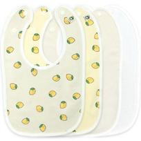 Lemon rabbit bib 4-piece set, lemon beige, lemon yellow, plain beige, plain ivory, 1 set beige
