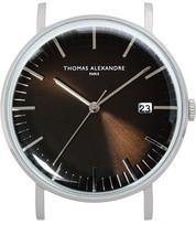 Thomas Alexandre Minimalist Design Wristwatch with Dome Glass and Date Antique Style for Men and Women Calendar, (Brown) gray