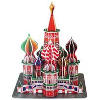 3D Magic Puzzle Sukuriu visame pasaulyje žinomą pastatų seriją Šv. Bazilijaus katedra Korėjos bloko 3D galvosūkis red