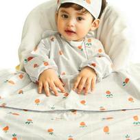 Babyclaw baby food waterproof bib long sleeve zipper type, carrot gray, 1 piece, 1 piece beige
