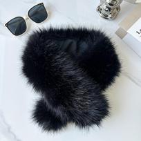 Moteriškas juodai baltas dirbtinio lapės ir meškėno kailio apykaklė pūkinei striukei, kepurei - perkama atskirai special offer curved black black