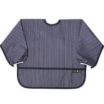 Pli? infant's NEW waterproof long-sleeved bib, 12 navy vertical stripes, 1 piece, 1 piece gray