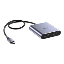 USB C to Dual HDMI Adapter 4K 60Hz Splitter 2 Monitor Extended Display Type C Hub Multi Docking Station for Laptop Alt Mode Supports Thunderbolt 3 (DP gray