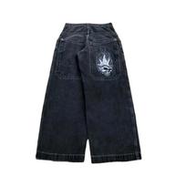 Y2K Baggy Jeans Vyriški vintažiniai siuvinėti aukštos kokybės džinsai Hip Hop Goth gatvės apranga Harajuku vyriški moteriški laisvalaikio plačios kojos džinsai Nauji XXL black