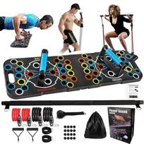 Multifunctional Push-Up Board & Ab Wheel Fitness Set with Pilates Bar black