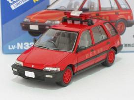 Honda Civic Pro Fire Department Public Relations Vehicle Diecast LV-N339a [Tomix 1/64 Car] [Tomica Time] red