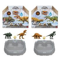 Mattel Jurassic World Battle Dinosaur Tank Battle Arena Kids' Figure Playset (2 Dinosaurs per Set, 2 Sets) - Complete Set for Ages 6+ - Multi-Purpose gray