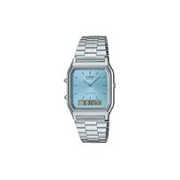 Casio Life Waterproof Quartz Movement Stainless Steel Strap Watch Men watches Blue AQ-230A-2A1 Random Watch Box,Blue Dial gray