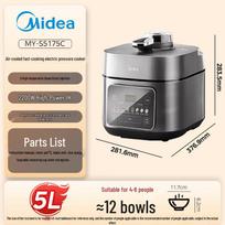 Midea 5L IH Electric Pressure Cooker with Dual Pots CN plug (adapter included) black