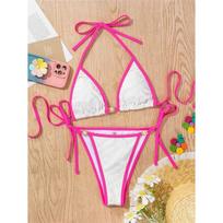 New Pearl Rhinestones Halter High Cut Bikini Women Swimwear Two-Pieces Bikini Set Female Swimsuit Bather Bathing Suit Swim L balta