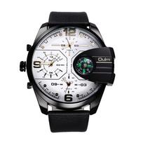 Watch Round Cool Masculine Men's Multifunction Calendar Compass Sports Outdoor Analog Quartz Large Dial Gift Anniversary Birthday - white balta