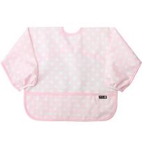 Pli? infant's NEW waterproof long-sleeved bib, 39 light pink white polka dots, 1 piece, 1 piece white