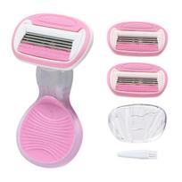 Barcogel leg and armpit hair removal razor + 2 refills, pink, 1 set ,Korean razor blade gray