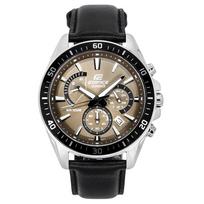 Casio „Edifice“ analoginis standartinis odinis chronografo dirželis šviesiai rudas ciferblatas kvarcinis EFR-552L-5A 100M vyriškas laikrodis ruda