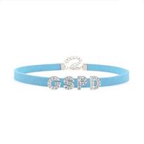 Sexy Rhinestone Letters GSPD Choker Necklace for Women Girls DIY Personalized Harajuku Collar Chocker Fashion Jewelry Gift 40cm plus 7cm blue