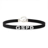Sexy Rhinestone Letters GSPD Choker Necklace for Women Girls DIY Personalized Harajuku Collar Chocker Fashion Jewelry Gift 40cm plus 7cm white