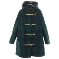 SEE BY CHLOE wool blend Check Pattern Duffel coat USA2 Green system Women Used black