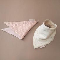 Mumu & Doo Do Infant Check & Dot Scarf Bibs Bib (2 SET), Pink Check Dot, 2 pcs. white
