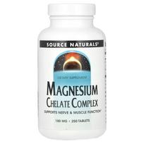 Source Naturals, magnio chelato kompleksas, 100 mg, 250 tablečių