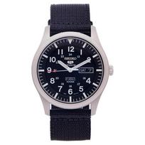 SEIKO 5 serija 100 metrų atsparumas vandeniui Automatinis nailono dirželis 40,5 mm vyriškas laikrodis juodas ciferblatas SNZG15K1 juoda