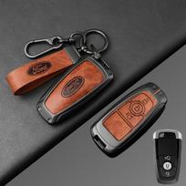 Metalinis išmaniojo automobilio rakto dėklas Dangtelis Apsauginis korpusas Ford Explorer Edge Escape Bronco Mustang Fusion Taurus F150 Focus Kuga Lipdukas R7T black