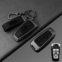 Metalinis išmaniojo automobilio rakto dėklas Dangtelis Apsauginis korpusas Ford Explorer Edge Escape Bronco Mustang Fusion Taurus F150 Focus Kuga Lipdukas R7T black