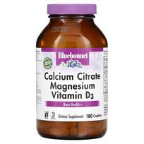 Bluebonnet Nutrition, kalcio citratas, magnis, vitaminas D3, 180 kapsulių