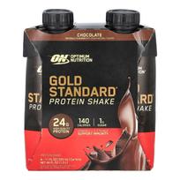 Optimum Nutrition, Gold Standard baltyminis kokteilis, šokoladinis, 4 vnt., 11 fl oz (325 ml) Kiekvienas