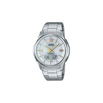Casio LCD/Analog Dual Display Series Solar Quartz Movement Stainless Steel Strap Watch Men watches Blue WVA-M630D-7A2JF Blue Dial white