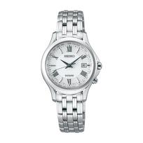 [Seiko laikrodis] Rankinis laikrodis Excelline saulės radijo titano modelis platininis deimantinis skydas baltas ciferblatas lenktas safyro stiklas SWCW161 moteriškas sidabras sidabras