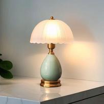 UOSU Retro Pastoralinis LED Keraminis Stiklinis Stalo Šviestuvas beige
