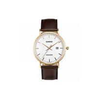 Casio Fashionable Minimalist Business Casual Quartz Movement Leather Strap Watch Men Watches White MTH-1060GL-7APF White Dial Brown Strap white