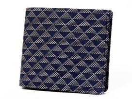 Inden wallet 2003 Bill compartment navy deerskin x white wave scale pattern [Indenya] bi-fold C, lacquer, mėlyna