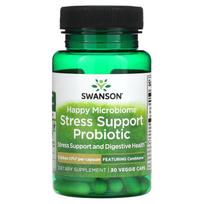 Swanson, Happy Microbiome Stress Support Probiotikas, 3 milijardai KSV, 30 daržovių kapsulių
