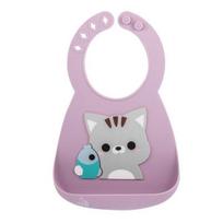 Baby-chan silicone bib, cat, 1 piece, 1 piece gray