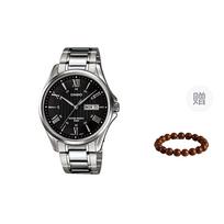 CASIO vyriškas juodas laikrodis MTP-1384D-1A- Silver black