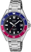 Casio Standard MDV-10D-1A3V Unisex Dive-Inspired Analog Watch Black Red Blue Pepsi Bezel black