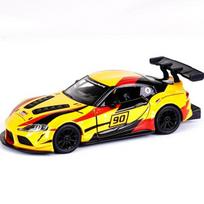 „Kins Mart Toyota GR Supra Racing Concept“ figūrėlių spausdinimas atsitiktine tvarka, 1 korėjietiškas žaislas yellow